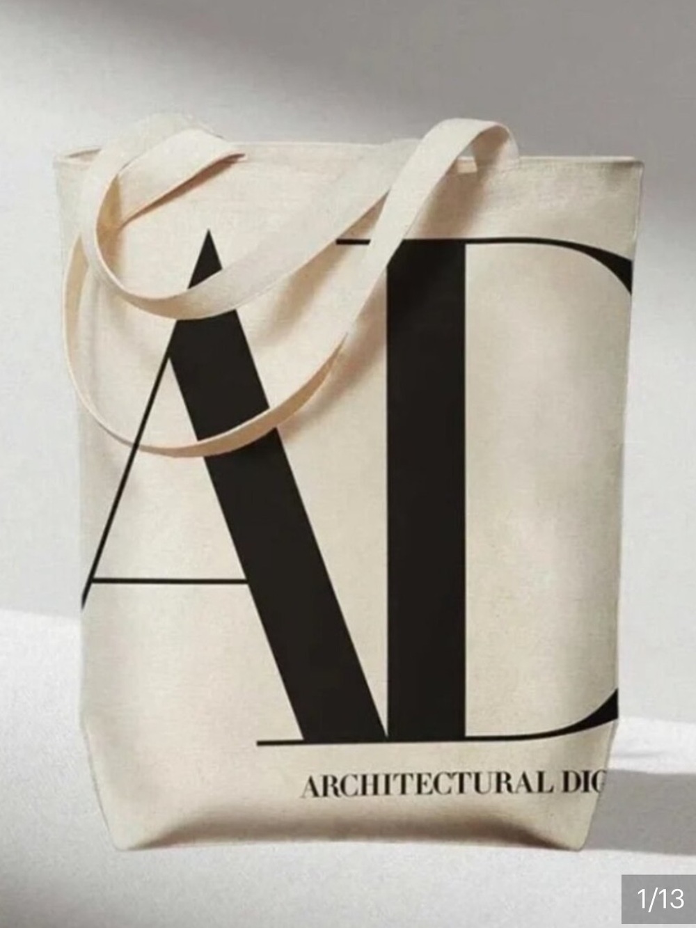 NWT Architectural Digest Cream canvas Tote Bag
